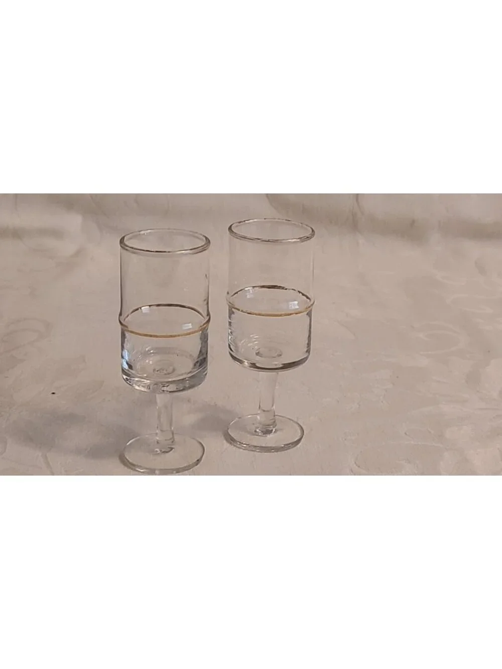 Unique Design 2 Gold Rim Cordial Glasses Mid Century 4